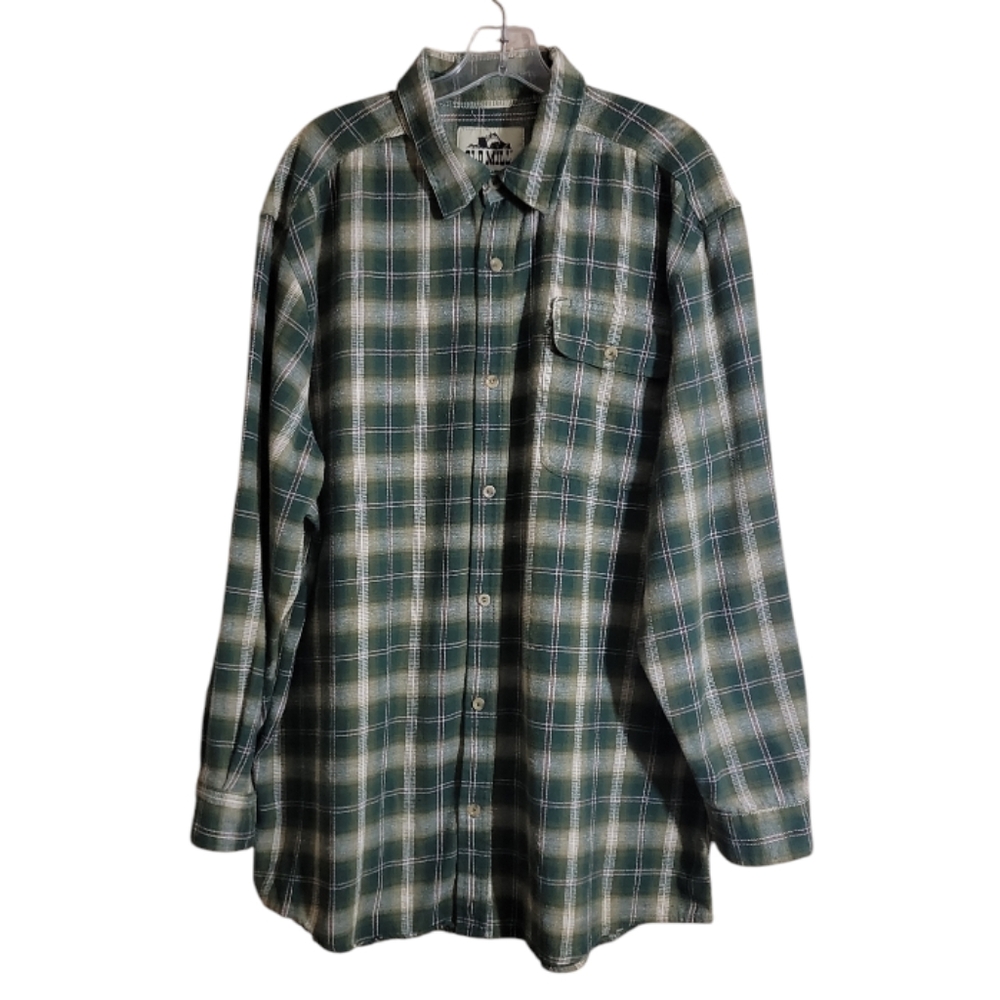 Old Mill men’s flannel plaid shirt size XXL button down outdoor green cotton